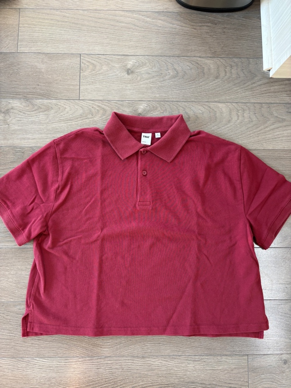 TNA Burgundy Boxy Polo Shirt Size-US-S